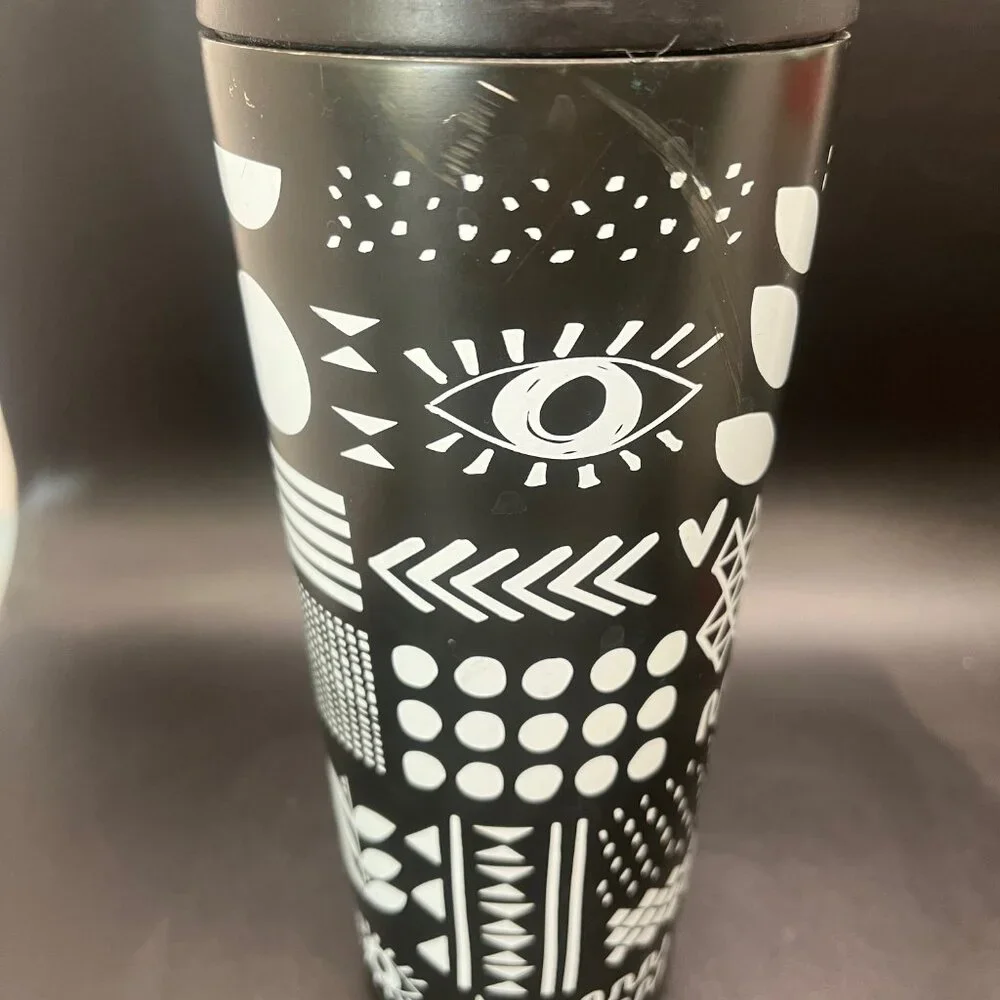 2017 Starbucks 16 oz Refill‎ Tumbler; Black/White Eye; Insulated; Rare Steel